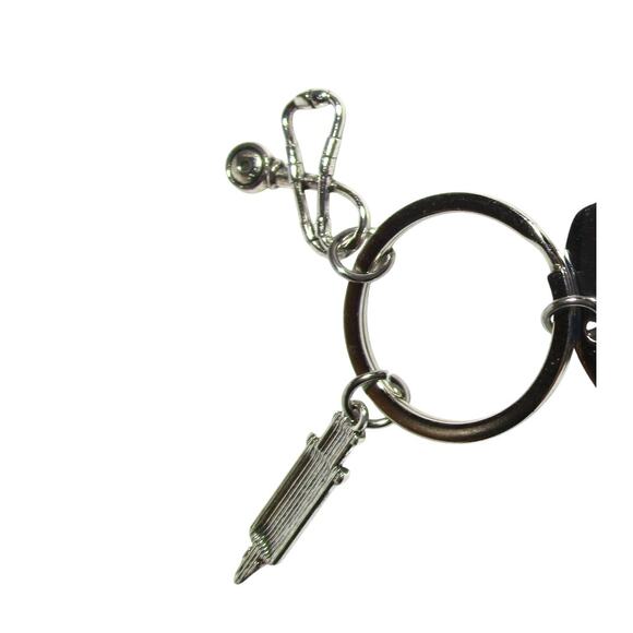 Nurse Keychain Silver Metal Nursing Superpower with Stethoscope Syringe Charms - Picture 2 of 3